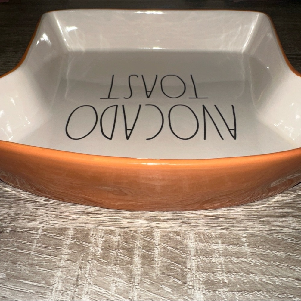 Rae Dunn Artisan Collection Avocado Toast Plate with Orange Trim - Picture 5 of 6